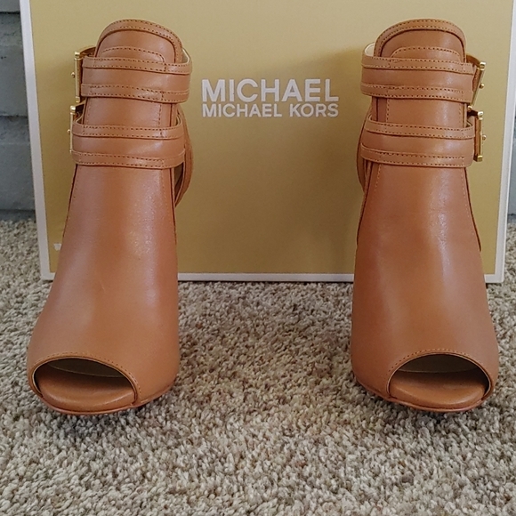 Michael Kors Leather Camel Peep Toe Bootie - Picture 2 of 7